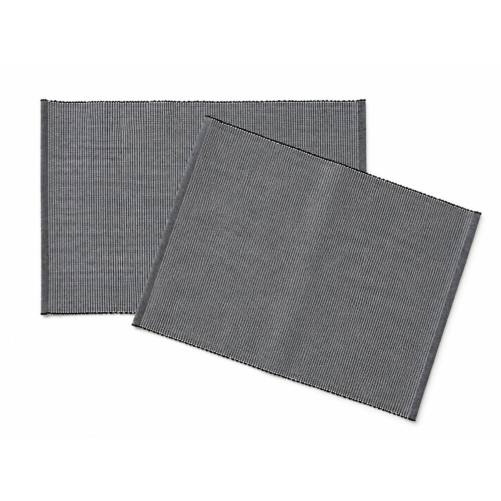 West Elm Woven Textured PlaceMats Set of 2 Black White 100% Cotton 14"x19"